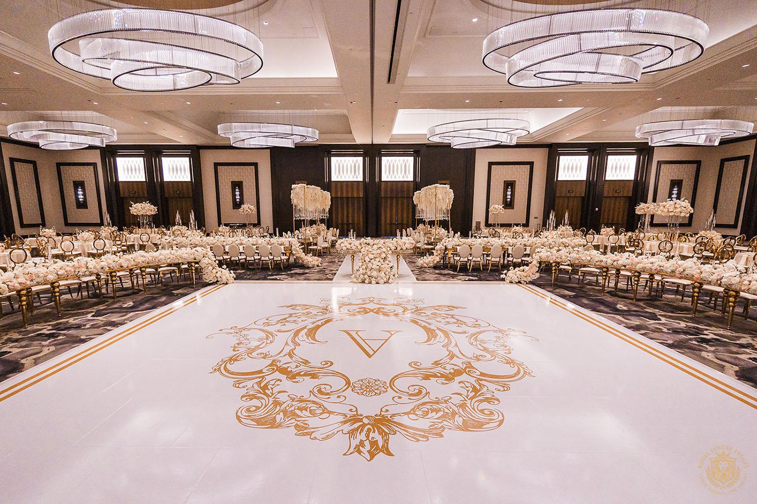 glamorous wedding, wedding reception, reception decor, wedding layout, wedding design, wedding inspiration, houston wedding, white wedding flowers, custom wedding dance floor