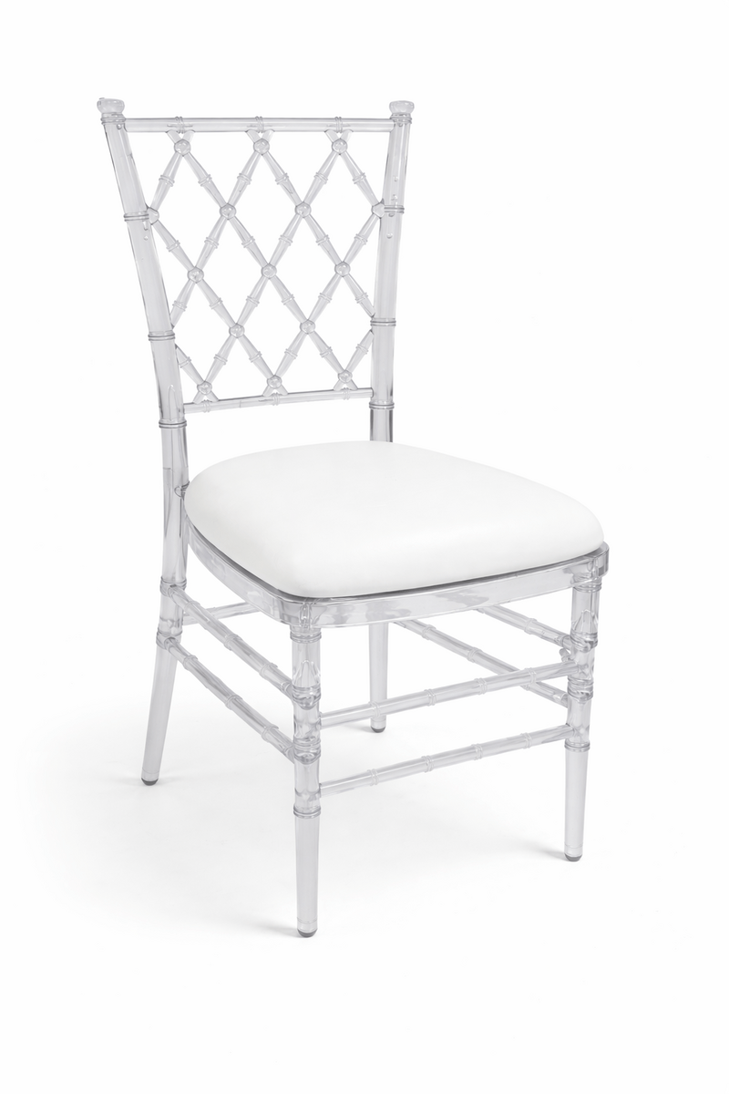 Clear Diamond Lattice Ghost Chair with Cushion