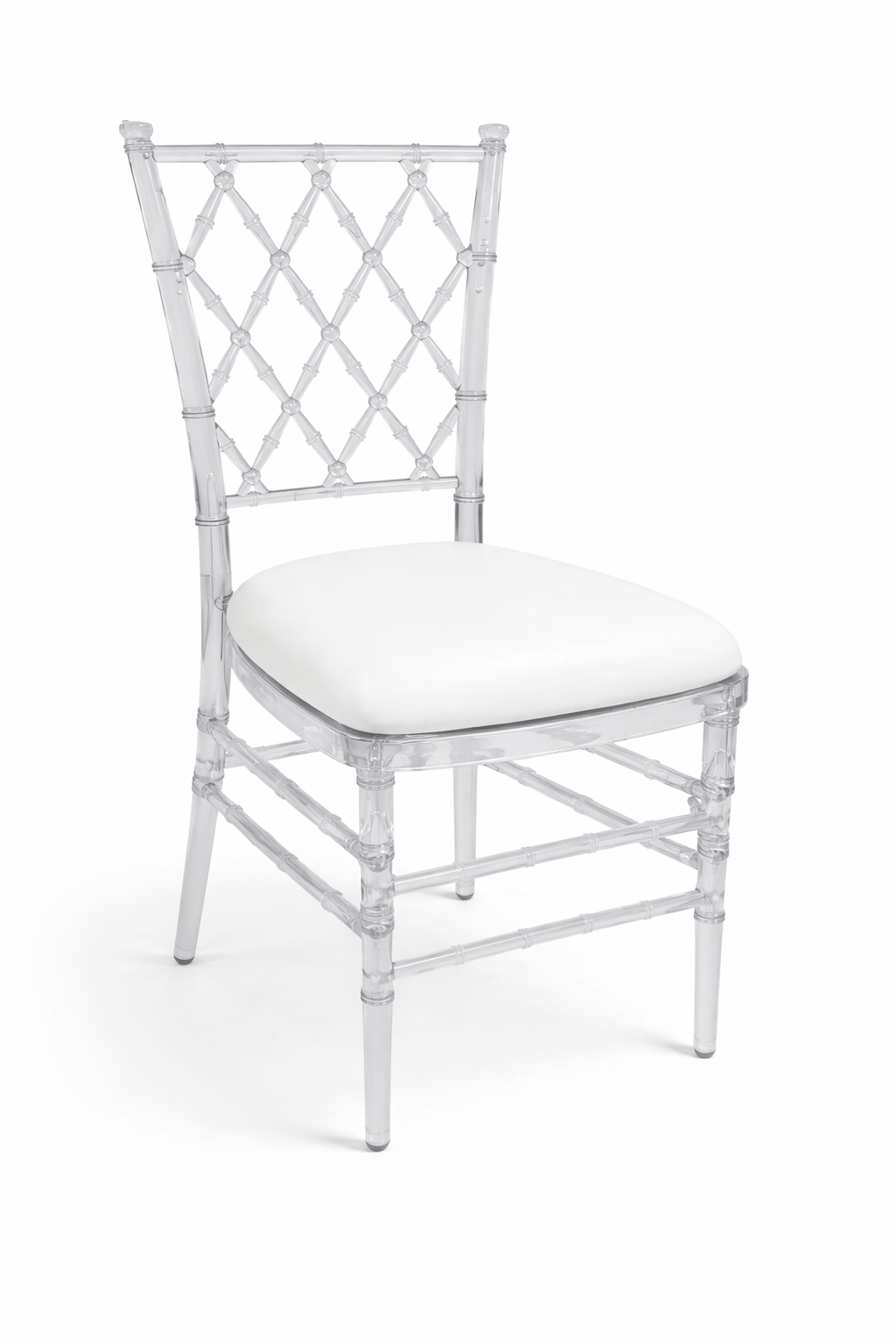 Clear Diamond Lattice Ghost Chair with Cushion