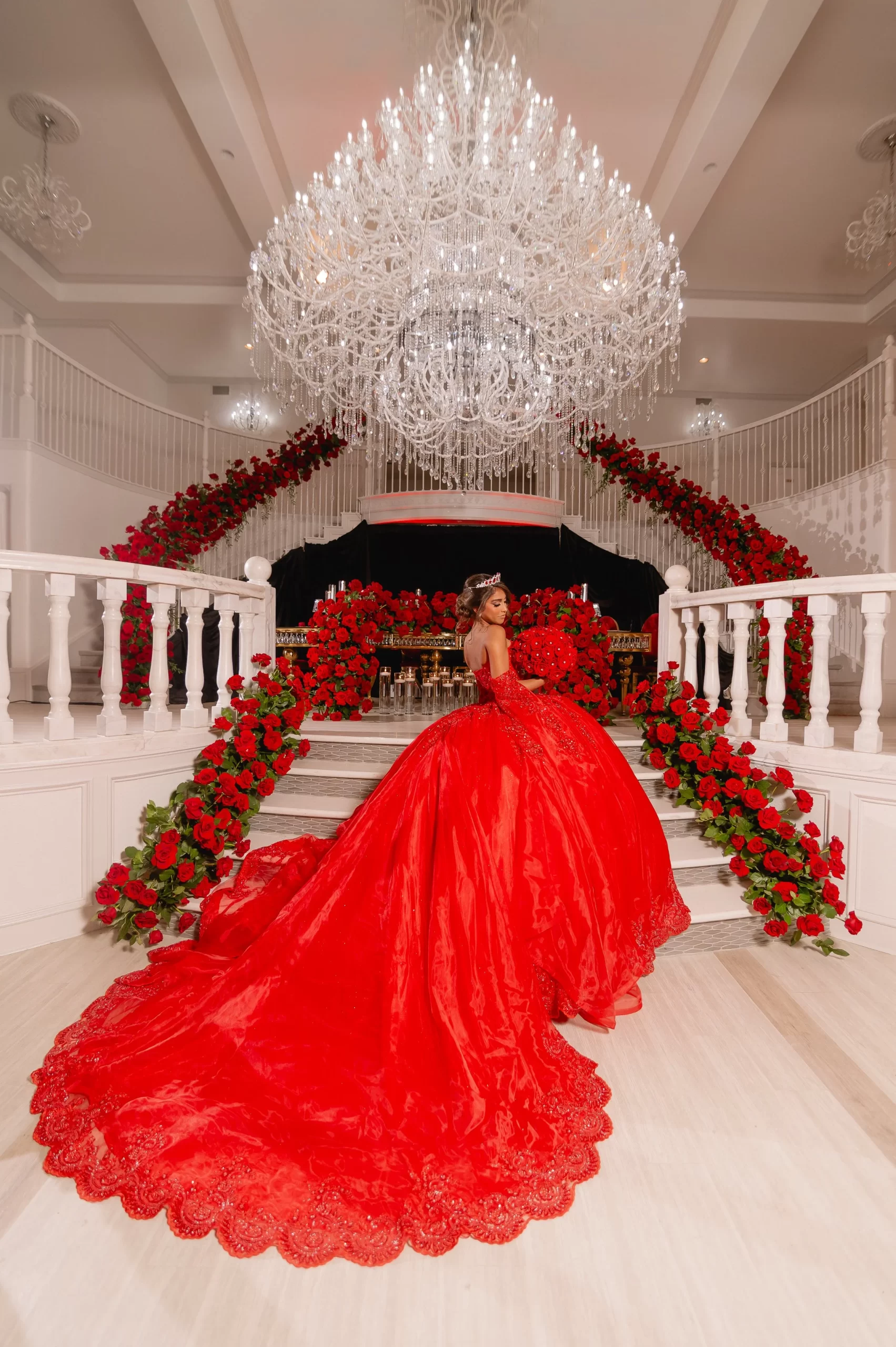 Victoria’s Quinceañera: Bold Red, Black & Gold Elegance