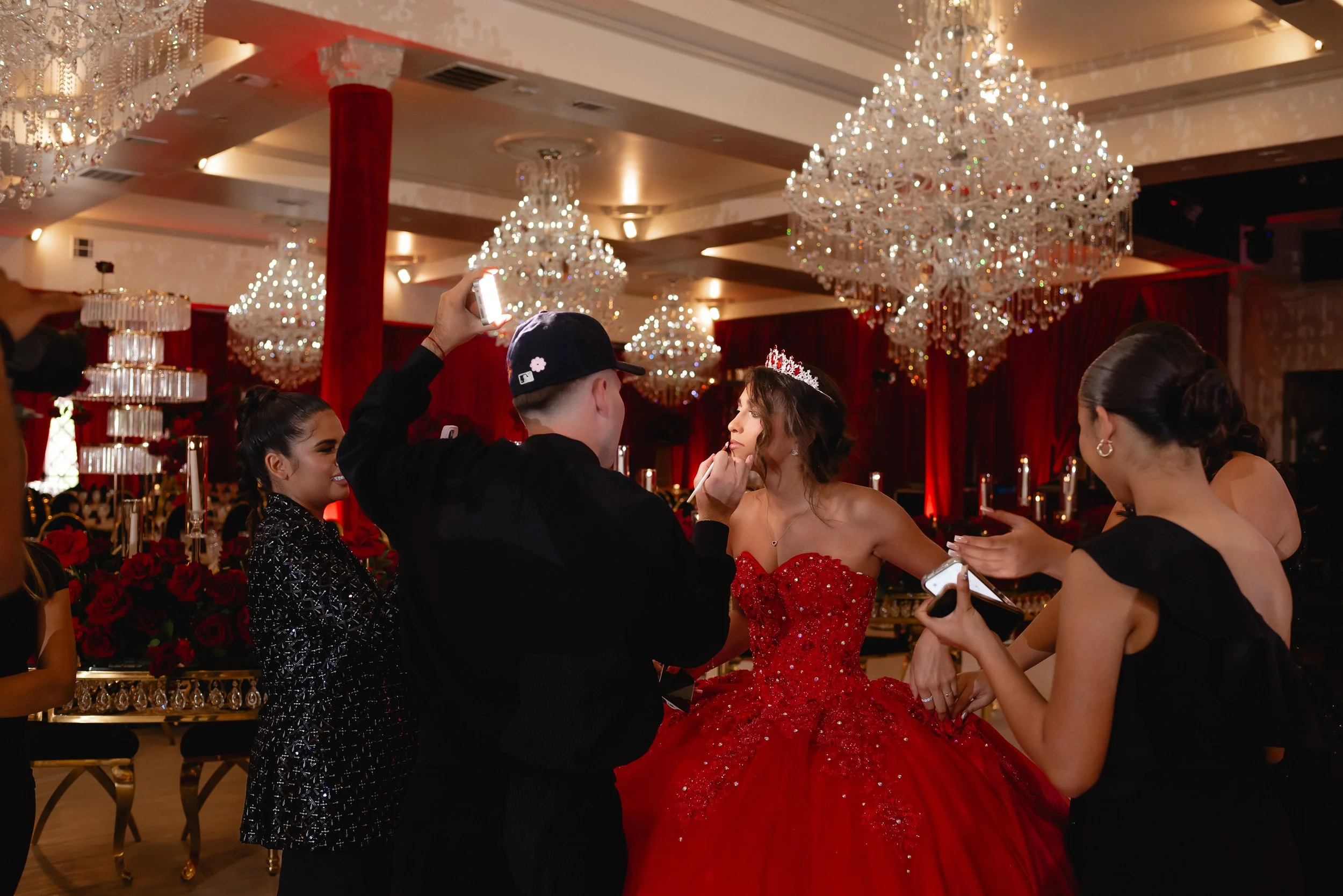 Victoria’s Quinceañera: Bold Red, Black & Gold Elegance
