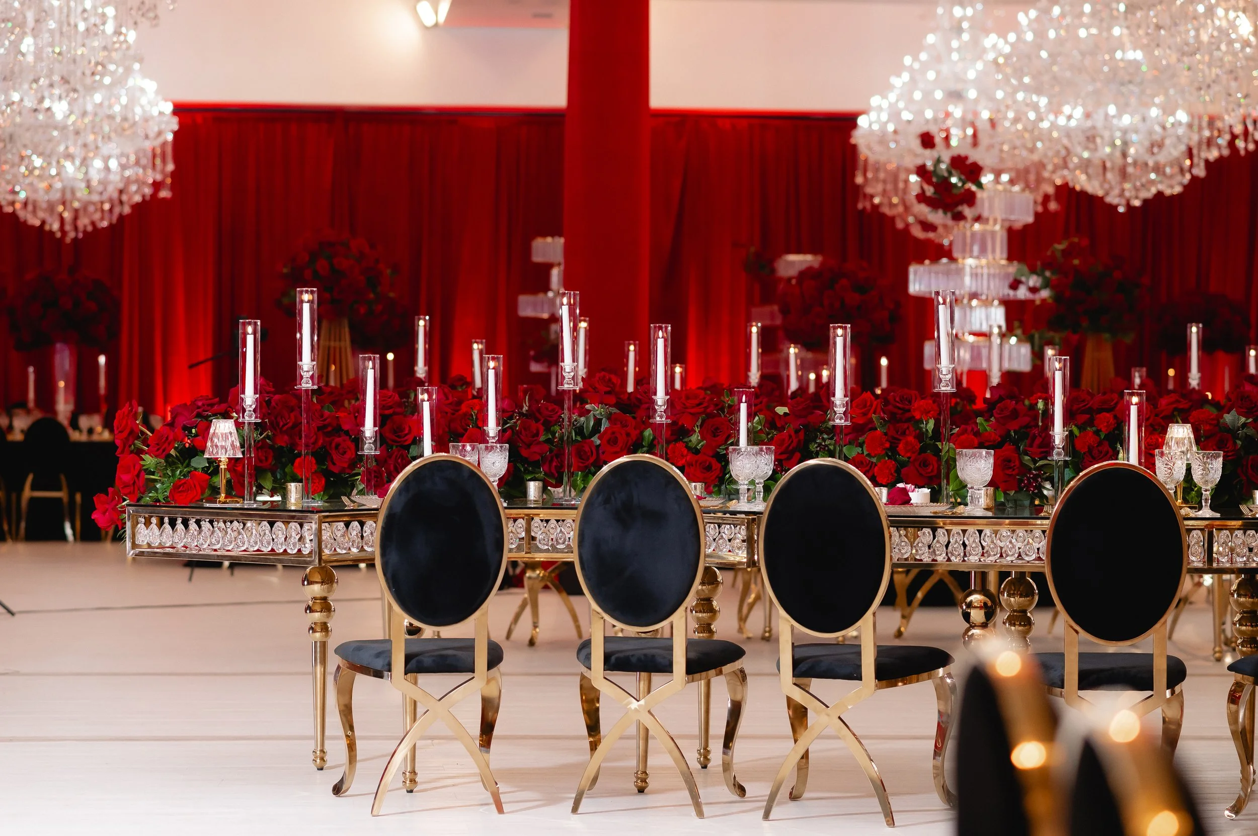 Victoria’s Quinceañera: Bold Red, Black & Gold Elegance