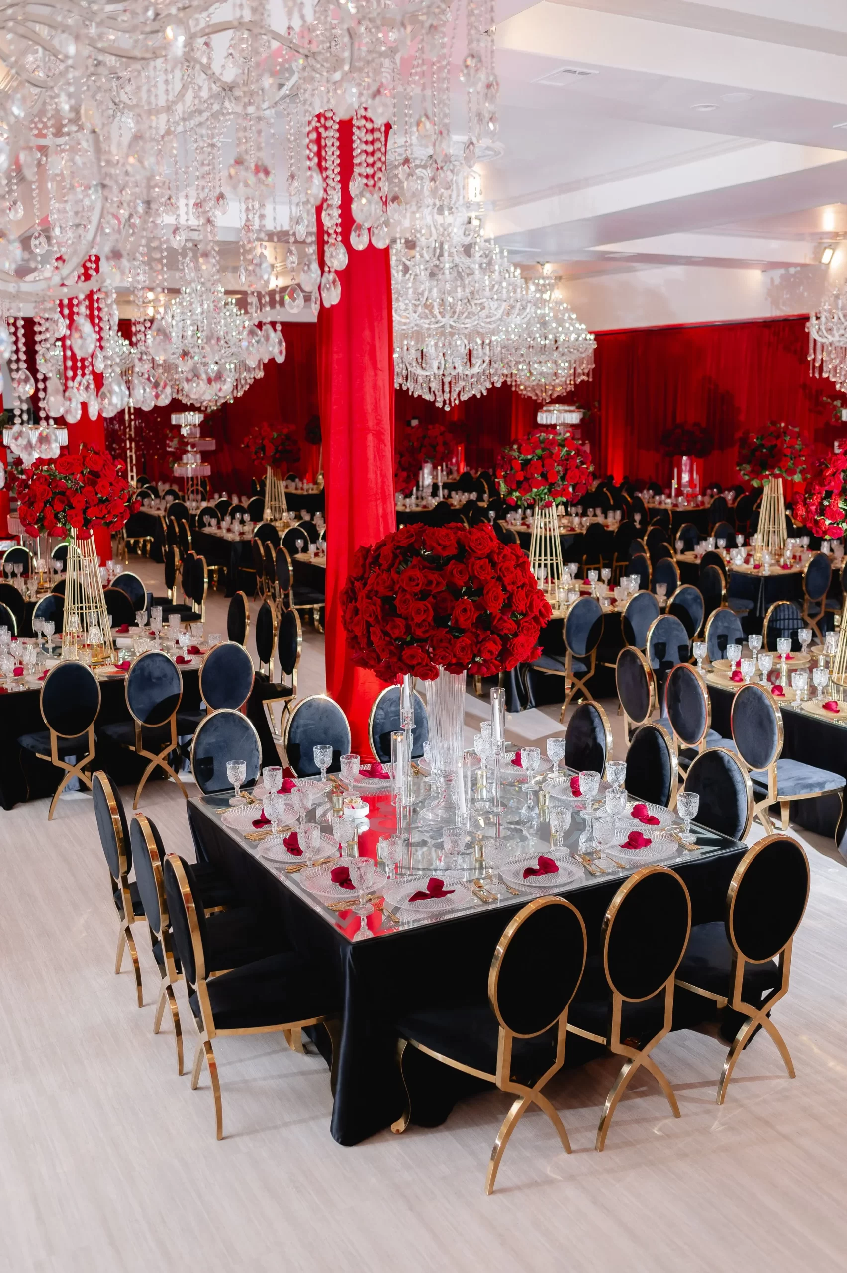 Victoria’s Quinceañera: Bold Red, Black & Gold Elegance