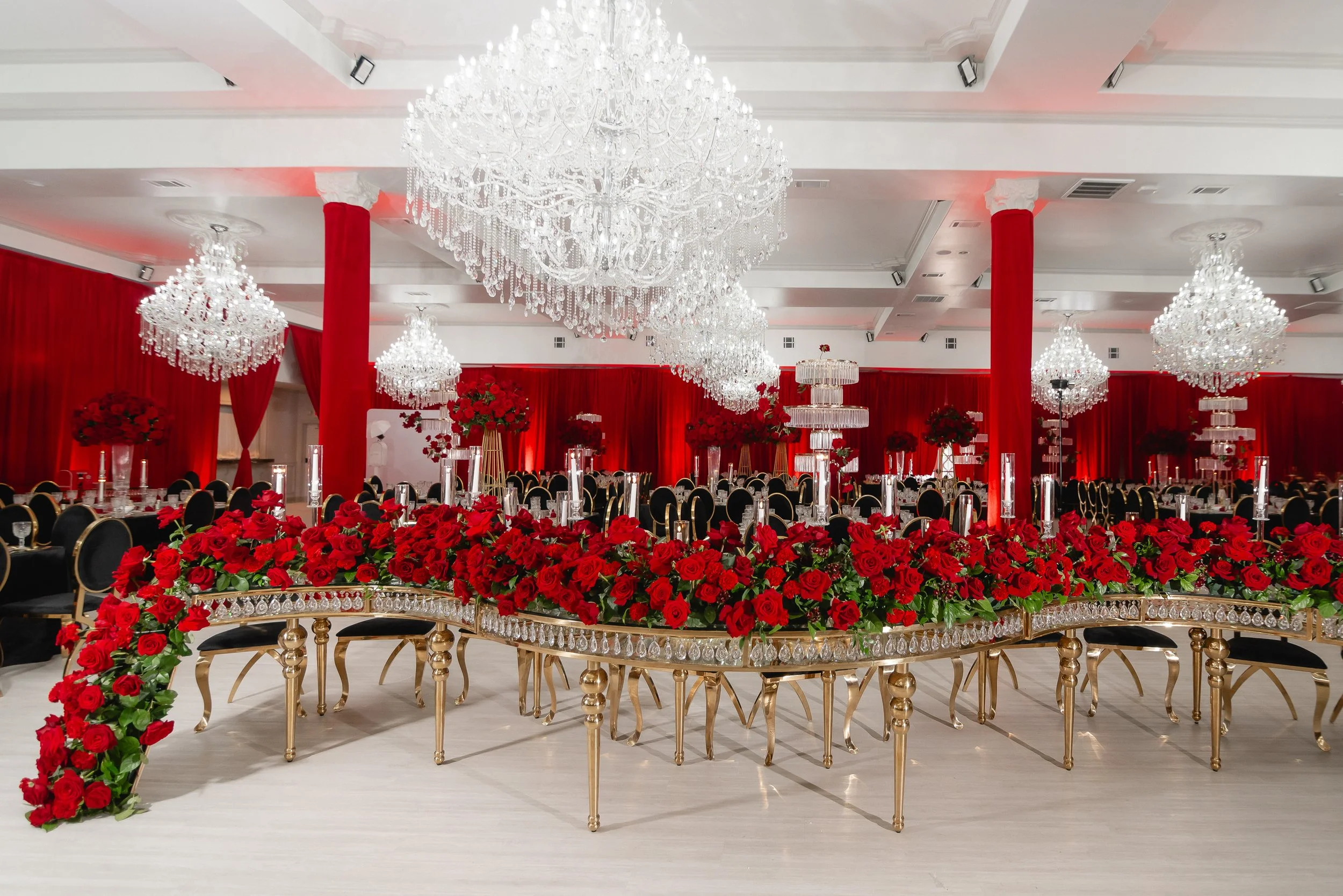 Victoria’s Quinceañera: Bold Red, Black & Gold Elegance