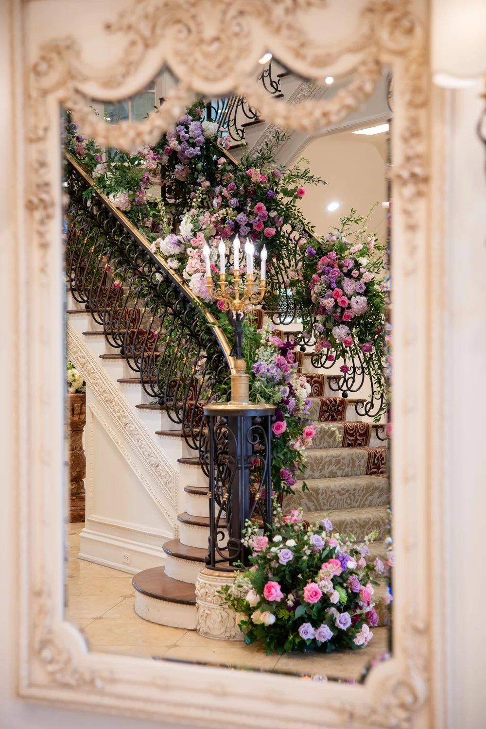 Luxury blush pink and gold quinceañera ballroom décor