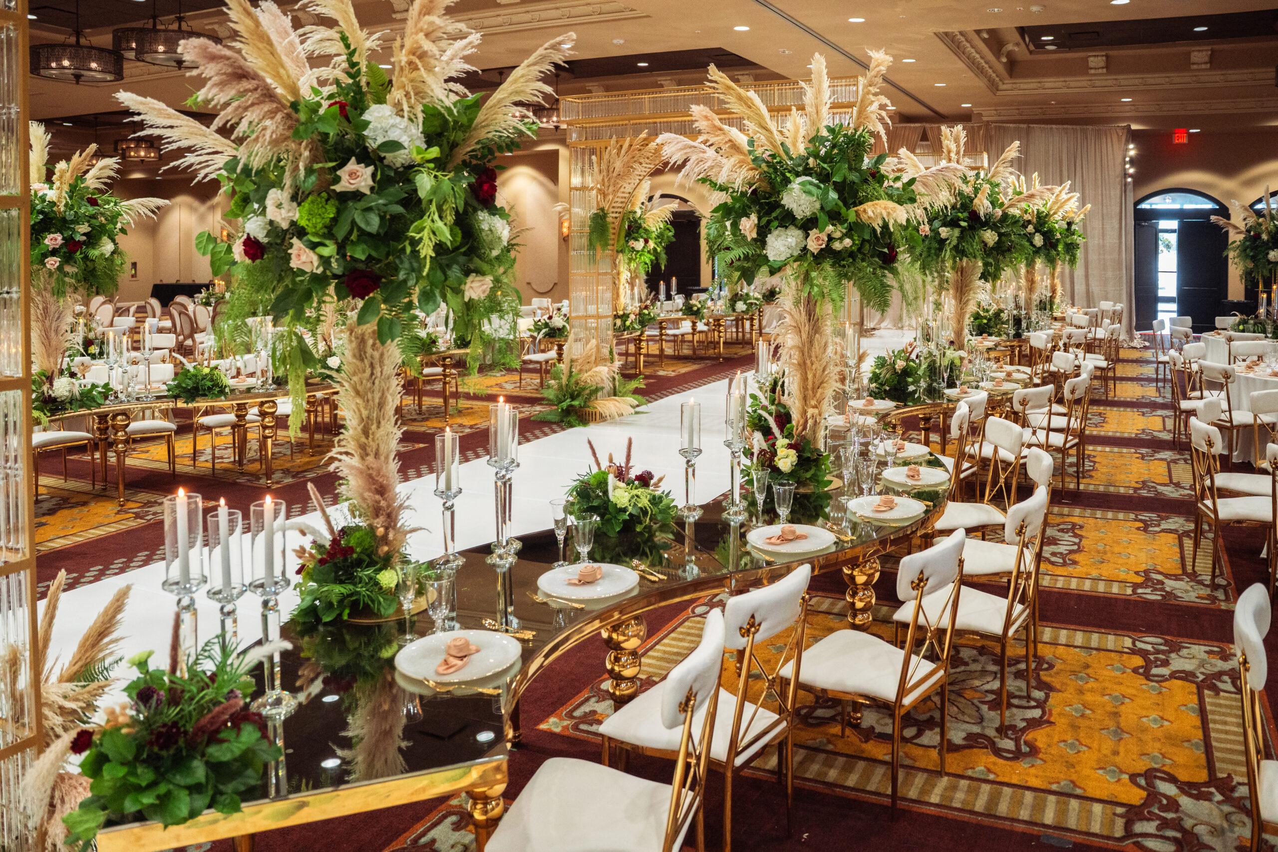 A Traditional Forest-Inspired Wedding with Pampas Grass & Gold accents in Houston Texas