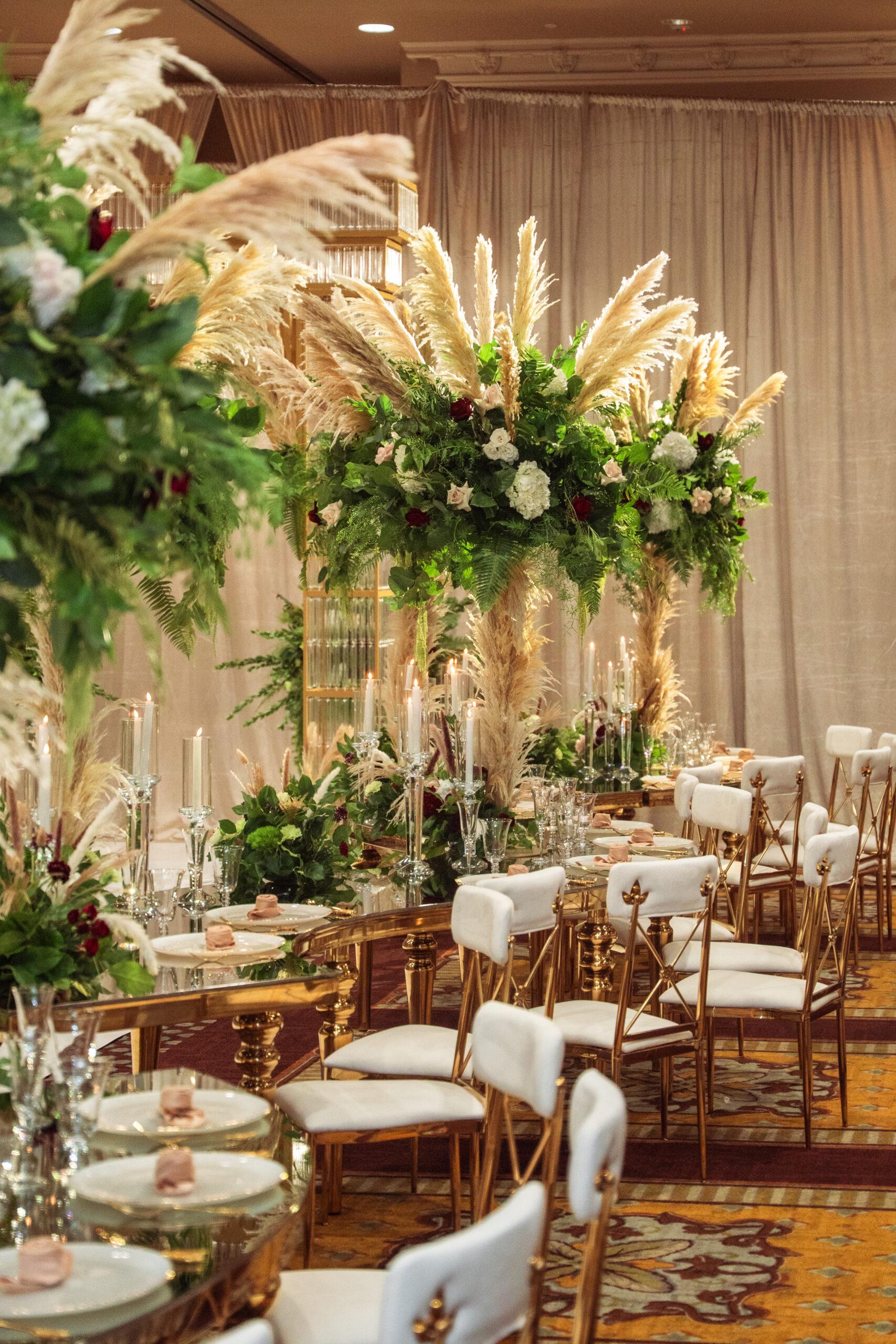 A Traditional Forest-Inspired Wedding with Pampas Grass & Gold accents in Houston Texas
