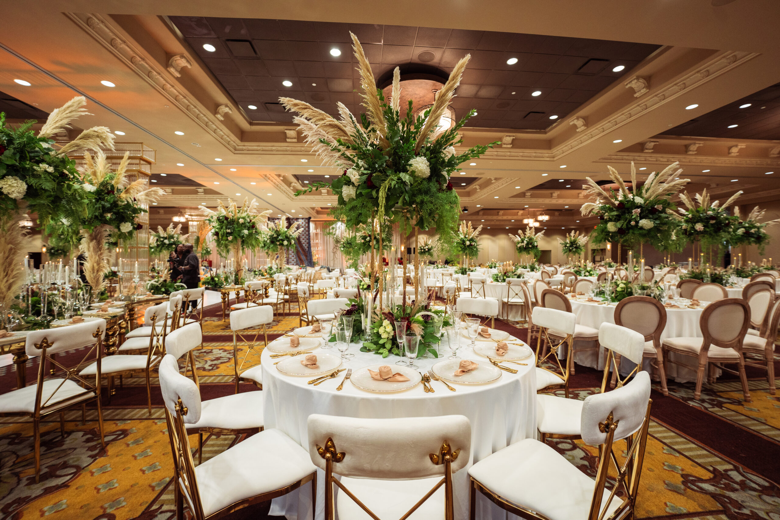A Traditional Forest-Inspired Wedding with Pampas Grass & Gold accents in Houston Texas
