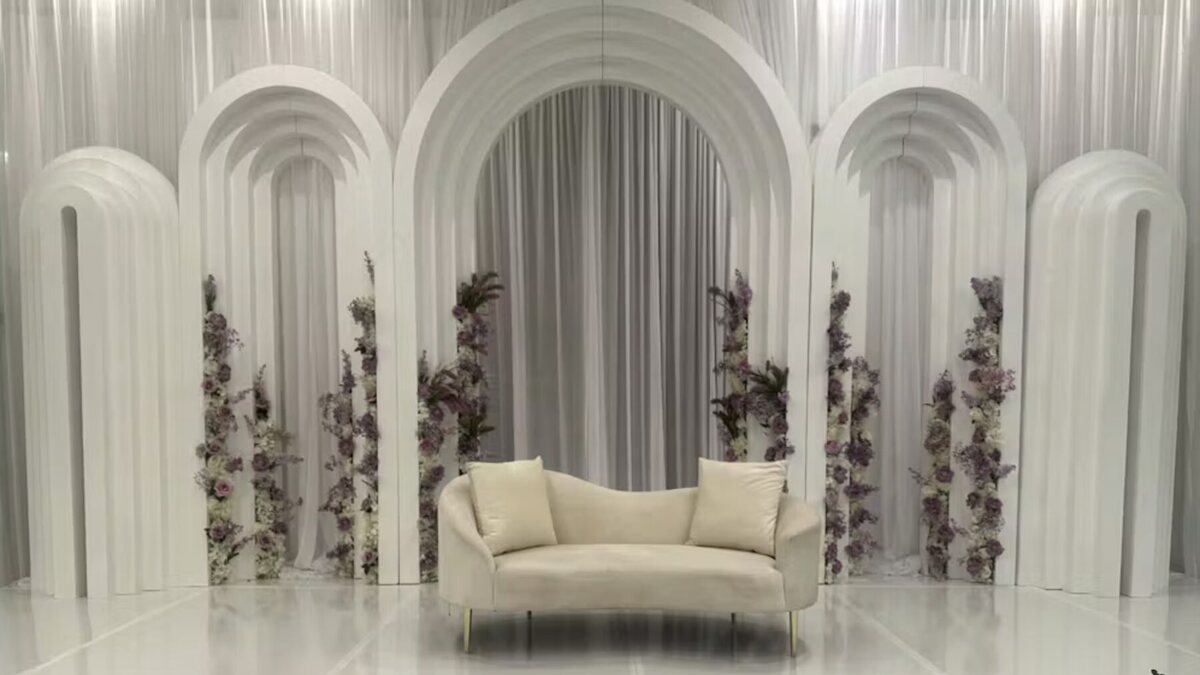 White Arch Backdrop - 22 feet wide, 12 foot high